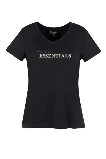 Elvira - T-shirt korte mouw - Zwart - T-shirt Essential - e2 25-057