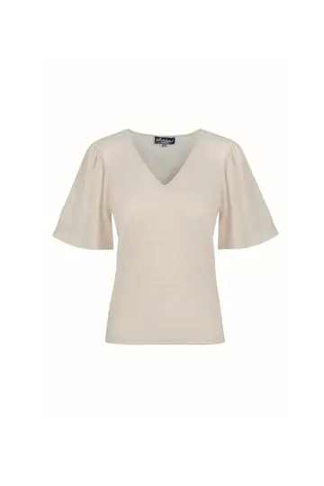 Elvira - Trendy T-shirt korte mouw - Beige - Top Millie