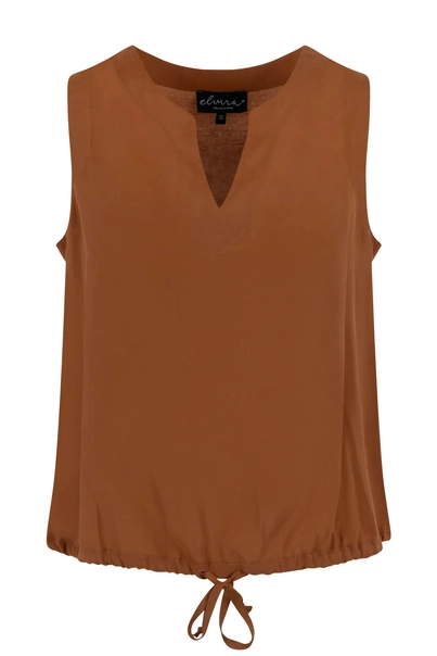 Elvira - Trendy T-shirt korte mouw - Bruin - Top Cacao - E2 25-001