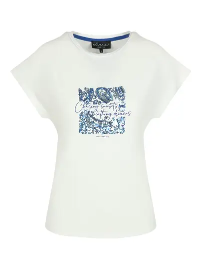 Elvira - Trendy T-shirt korte mouw - Ecru - T-shirt Elisa - E3 25-022