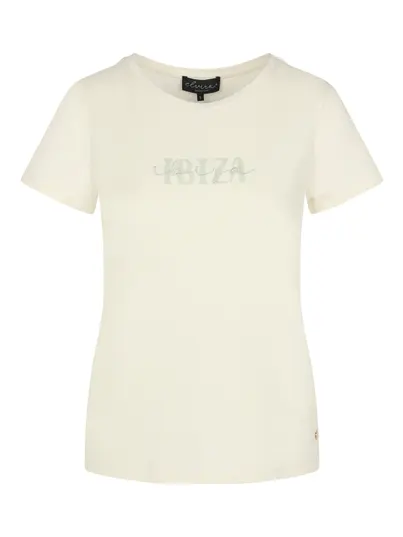 Elvira - Trendy T-shirt korte mouw - Ecru - T-shirt Ibiza - E3 25-005