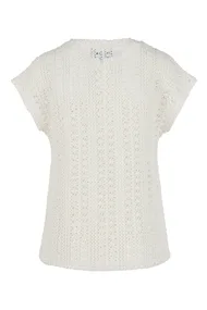 Elvira - Trendy T-shirt korte mouw - Ecru - Top Emma - e2 25-037