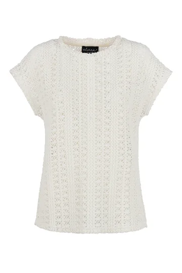 Elvira - Trendy T-shirt korte mouw - Ecru - Top Emma - e2 25-037