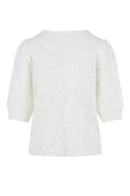 Elvira - Trendy T-shirt korte mouw - Ecru - Top Sarah - e2 25-047
