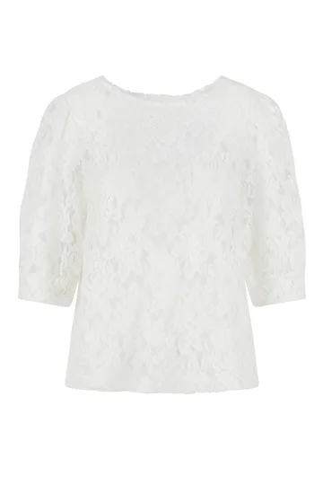 Elvira - Trendy T-shirt korte mouw - Ecru - Top Sarah - e2 25-047