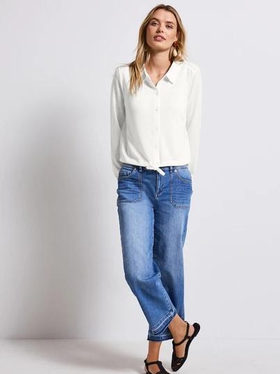 Fake linen short jacket