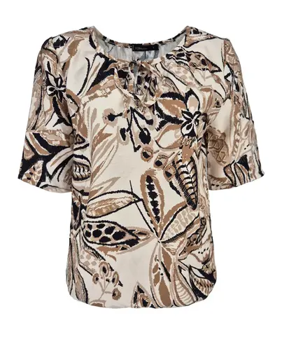 Fos Amsterdam - Blouse korte mouw - Beige - Lexi Begonia Mix - 7386