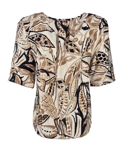 Fos Amsterdam - Blouse korte mouw - Beige - Lexi Begonia Mix - 7386