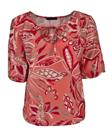 Fos Amsterdam - Blouse korte mouw - Koraal - Lexi Begonia Mix - 7386
