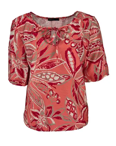 Fos Amsterdam - Blouse korte mouw - Koraal - Lexi Begonia Mix - 7386