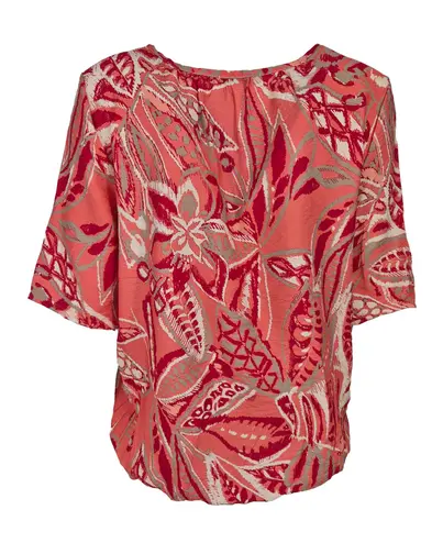 Fos Amsterdam - Blouse korte mouw - Koraal - Lexi Begonia Mix - 7386