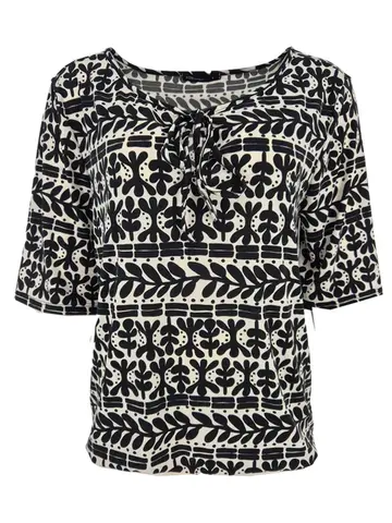 Fos Amsterdam - Blouse korte mouw - Zwart - Lexi Olijf-ET - 7400