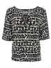 Fos Amsterdam - Blouse korte mouw - Zwart - Lexi Olijf-ET - 7400