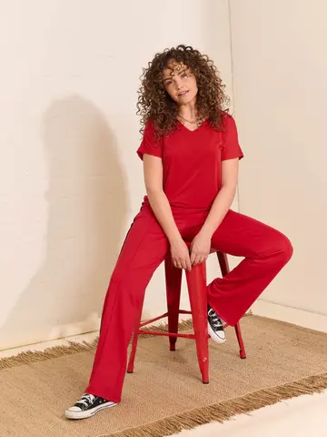 Fos Amsterdam - Trendy T-shirt korte mouw - Rood - Trudie Uni - 6061