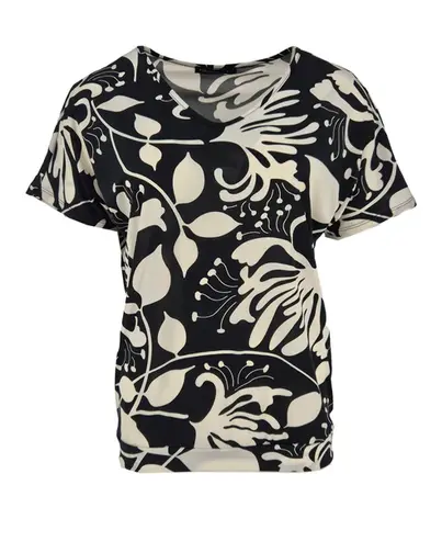 Fos Amsterdam - Trendy T-shirt korte mouw - Zwart - Bella Poederbloem - 7392