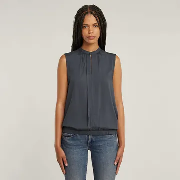 G-Star Raw - Gilet - Petrol - Stand up collar top s\l wmn - D24453-D923