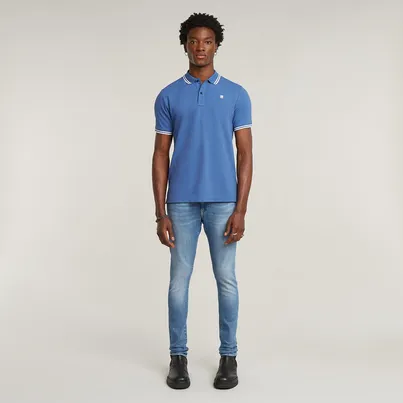 G-Star Raw - Polo - Blauw - Dunda slim stripe polo s\s - D17127-5864