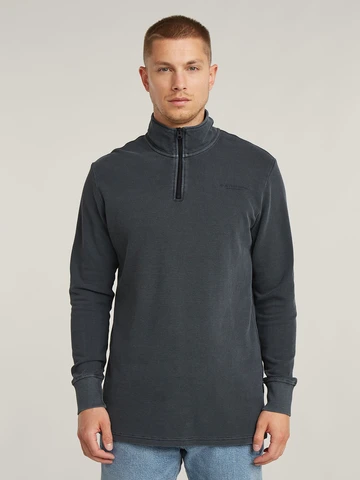 G-Star Raw - Polo sweater lange mouw - Donkerblauw - Overdyed half zip tweeter - D26451-D895