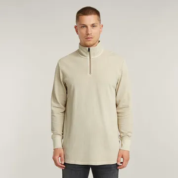 G-Star Raw - Schipperstrui - Beige - Overdyed half zip tweeter - D26451-D895
