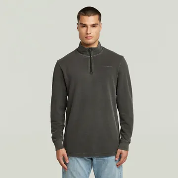 G-Star Raw - Schipperstrui - Grijs - Overdyed half zip tweeter - D26451-D895