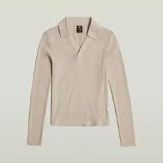G-Star Raw - T-shirt korte mouw - Beige - Polo slim l\s wmn - D26074-D958