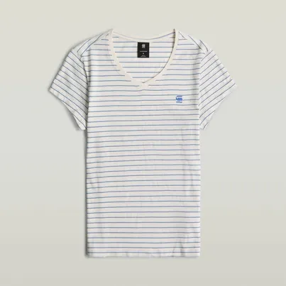G-star Raw - T-shirt korte mouw - Gestreepte print - Stripe eyben slim v t 2.0 wmn - D24533-D244