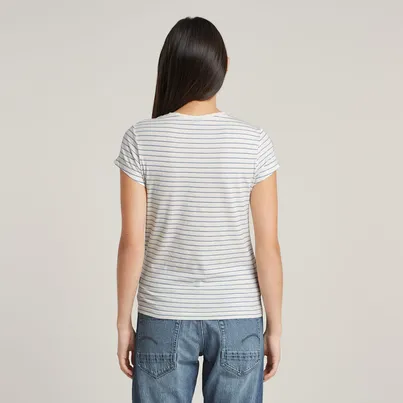 G-star Raw - T-shirt korte mouw - Gestreepte print - Stripe eyben slim v t 2.0 wmn - D24533-D244