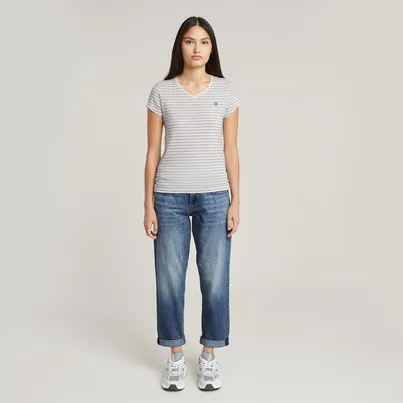 G-star Raw - T-shirt korte mouw - Gestreepte print - Stripe eyben slim v t 2.0 wmn - D24533-D244