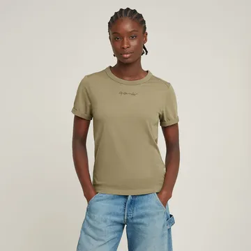 G-Star Raw - T-shirt korte mouw - Groen - Embro g-script logo r t wmn - D26069-D975