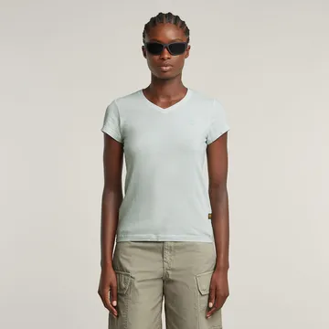 G-Star Raw - T-shirt korte mouw - Lichtblauw - Overdyed eyben slim v t 2.0 wm - D24533-B059