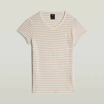 G-star Raw - T-shirt korte mouw - Roze - Stripe eyben slim v t 2.0 wmn - D24533-D244