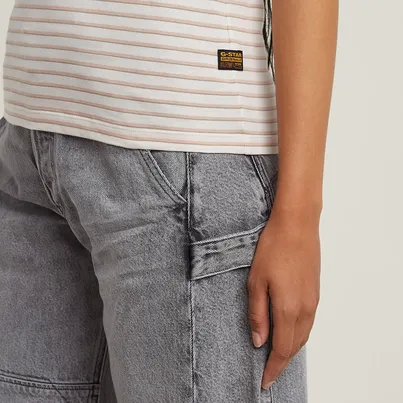 G-star Raw - T-shirt korte mouw - Roze - Stripe eyben slim v t 2.0 wmn - D24533-D244