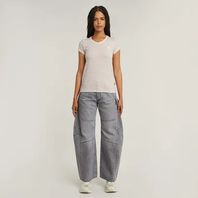 G-star Raw - T-shirt korte mouw - Roze - Stripe eyben slim v t 2.0 wmn - D24533-D244