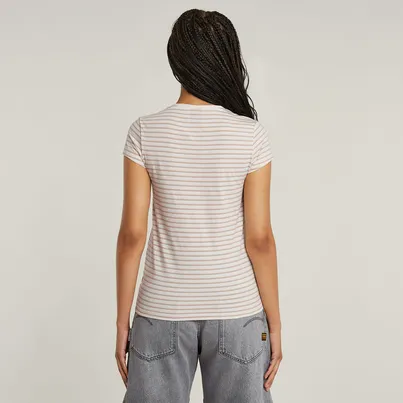 G-star Raw - T-shirt korte mouw - Roze - Stripe eyben slim v t 2.0 wmn - D24533-D244