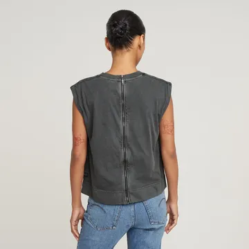 G-Star Raw - T-shirt korte mouw - Zwart - Back zip overdyed s\s t wmn - D26421-C261