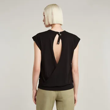 G-Star Raw - T-shirt korte mouw - Zwart - Open back loose sleeveless top - D26147-D626