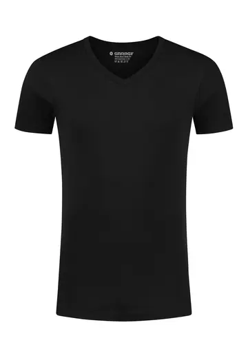 garage - T-shirt V-hals korte mouw - Zwart - SEMI BODYFIT T-shirt V-neck - 302