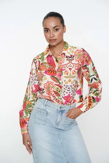 Geisha - Blouse lange mouw - Groen - Blouse 53255-20