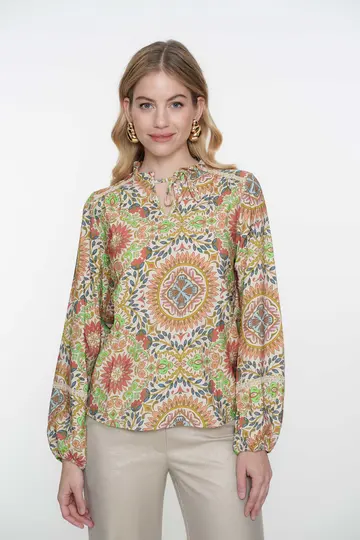 Geisha - Blouse lange mouw - Groen - Top 53213-20