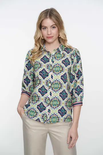 Geisha - Blouse lange mouw - Marineblauw - Blouse 53220-20