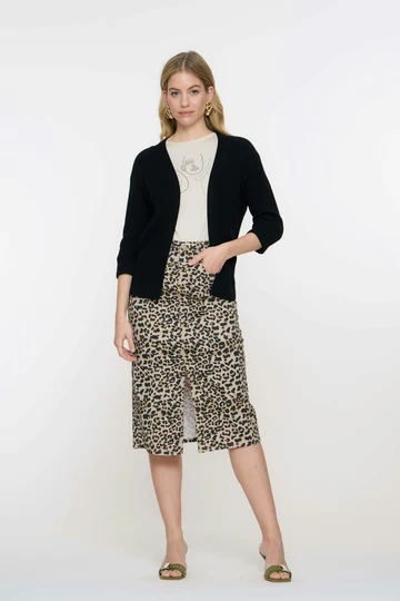 Geisha - Jurk - Dierenprint - Jeans skirt leopard print - 56012-10