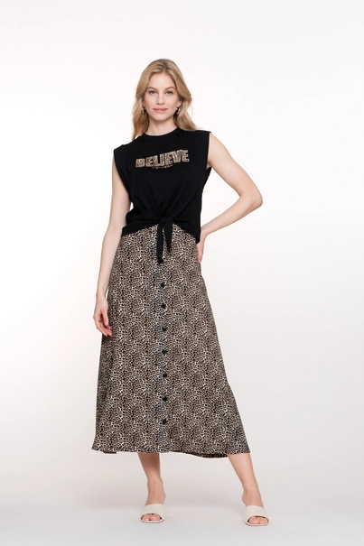 Geisha - Jurk - Zwart - Skirt leopard - 56335-41