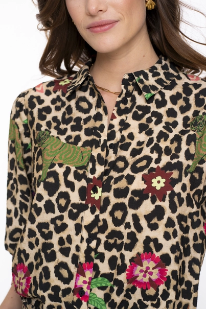 Geisha - T-shirt korte mouw - Beige - Blouse - 53491-20