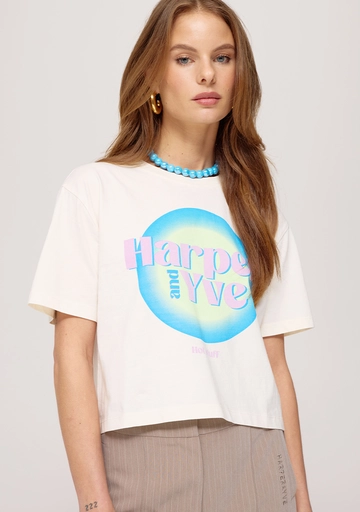 Harper&Yve - T-shirt korte mouw - Ecru - Hotstuff-Ss Cropped - Ss25Y308