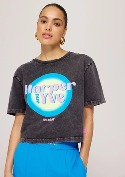 Harper&Yve - T-shirt korte mouw - Zwart - Hotstuff-Ss Cropped - Ss25Y305