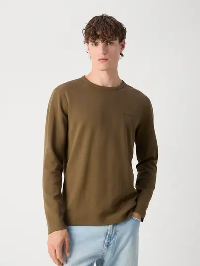 Hugo Boss - Sweater lange mouw - Legergroen - Tempesto