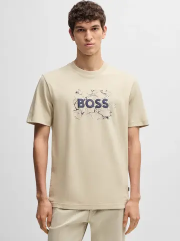 Hugo Boss - T-shirt korte mouw - Beige - Te_logospace - 50539186