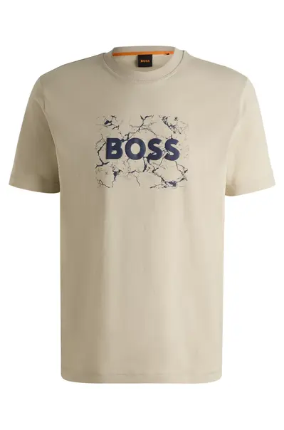 Hugo Boss - T-shirt korte mouw - Beige - Te_logospace - 50539186
