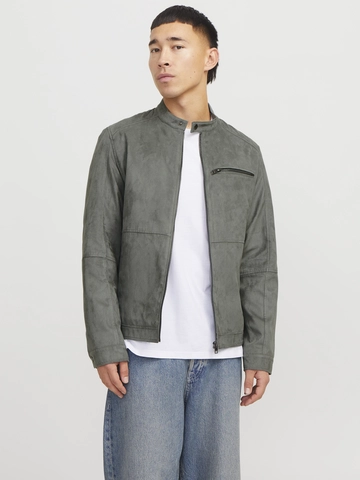 Jack&Jones - Leren jas - Grijs - Jjedylan Biker Jacket - 1,23E+07