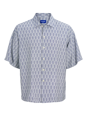 Jack&Jones - Overhemd korte mouw - Blauw - Jormarshall Islington Aop Shir - 12271103